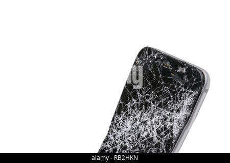 Display gebrochen: zerbrochenes Glas auf einem Smartphone